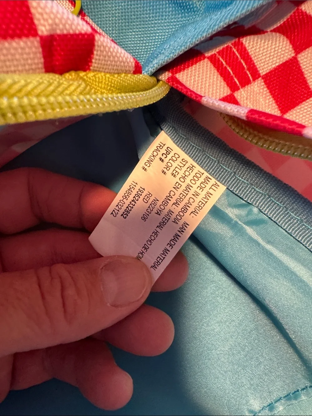 Kids Checkerboard Backpack in Red, White, Lime & Teal - Unbranded